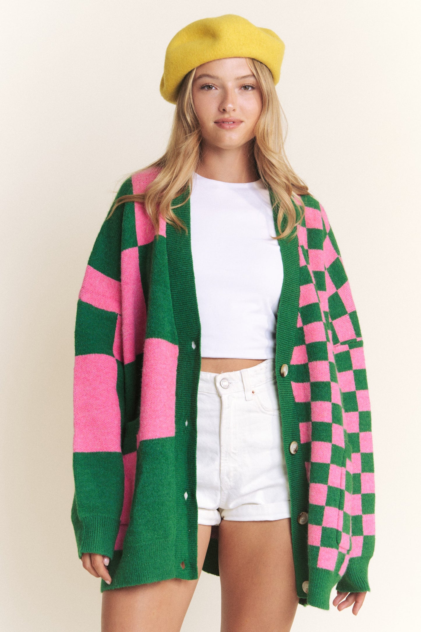 Tabby Oversized Checkered Cardigan RESTOCKED