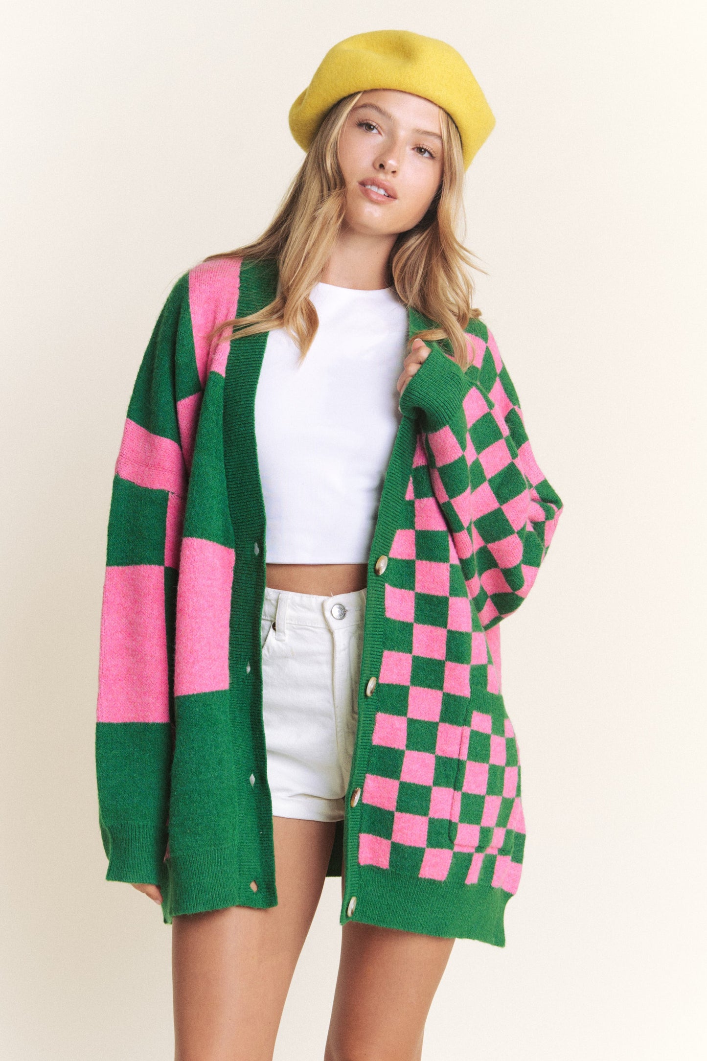 Tabby Oversized Checkered Cardigan RESTOCKED