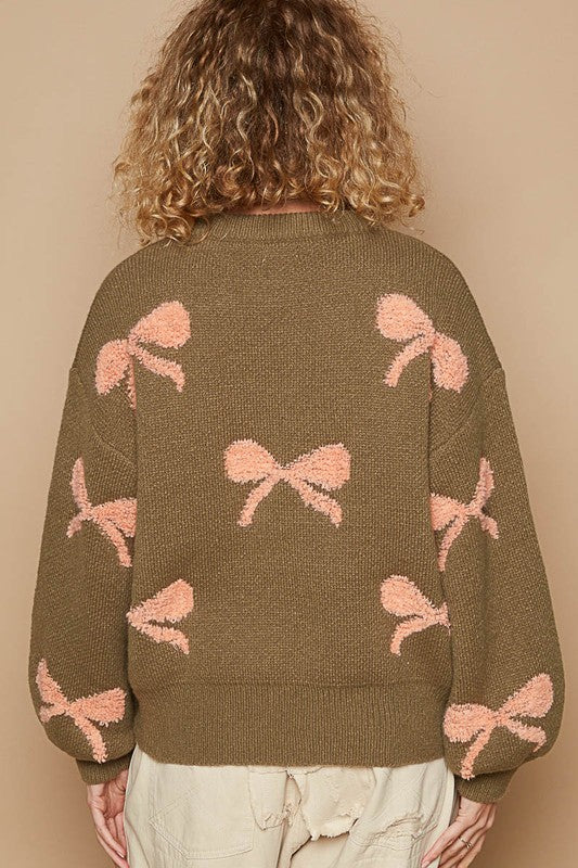 Amelia Bow Sweater OLIVE RESTOCKED